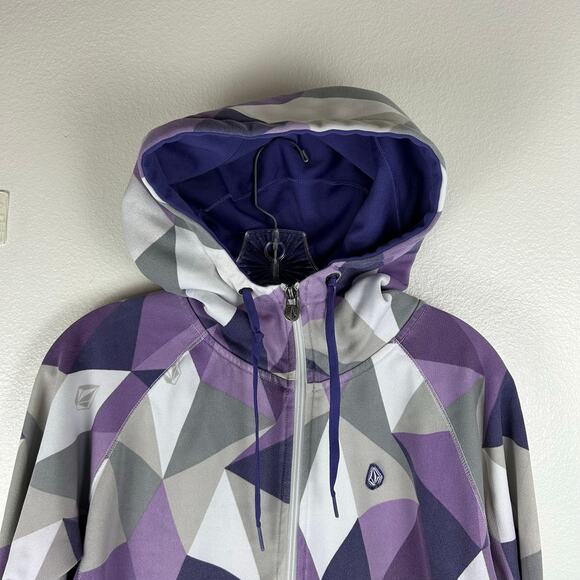 Volcom Hoodie Full Zip Size Large Purple Gray Sweatshirt Jacket - Picture 3 of 8